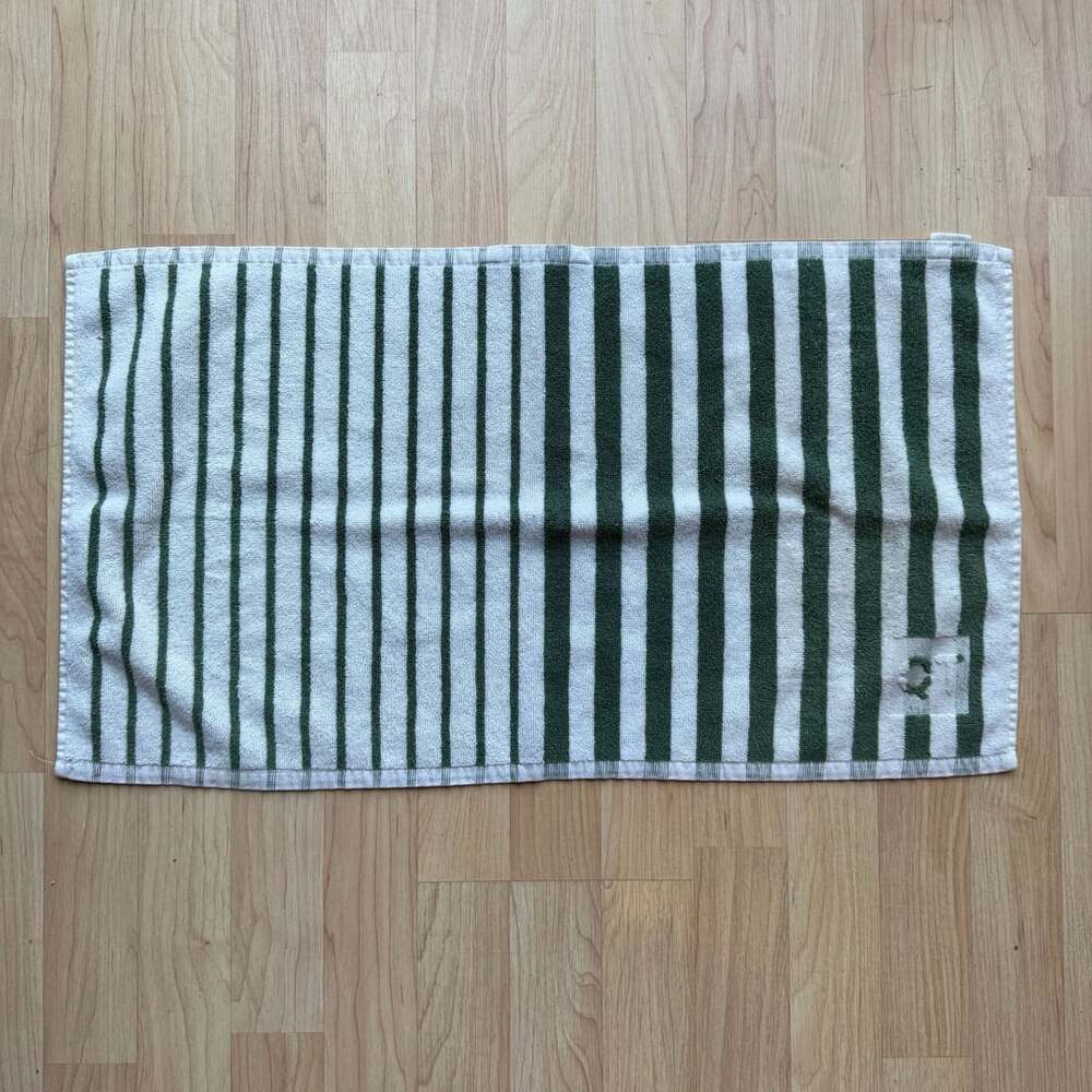 Quiet Town "Ojai" GOTS Organic Cotton Bath Towel – Pine Green & White Stripe